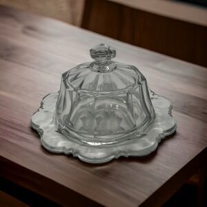Vintage Domed Cut Etched Glass Cheese Butter Covered Dish Collection w/ Lid